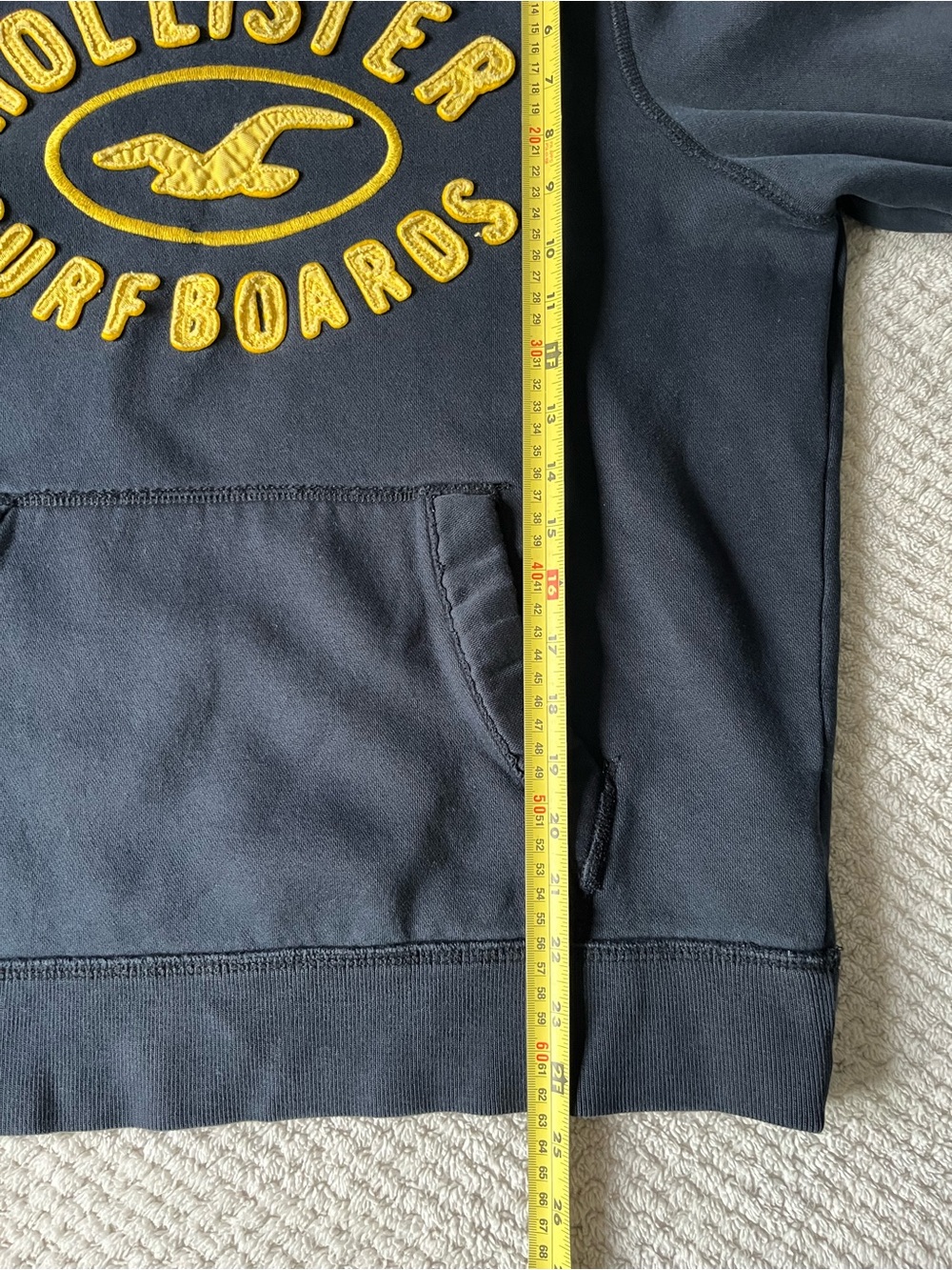 Hollister Navy Blue Hoodie with Yellow Logo - Picture 10 of 10